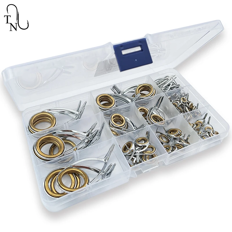 Guía de caña de pescar giratoria mediana, soporte de acero inoxidable, anillos de cerámica, accesorios de caña de pescar DIY, 10 juegos, TN75-1