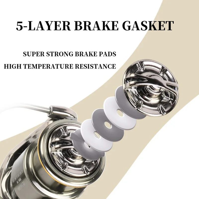 Ruke-carrete giratorio de doble manija, rueda electrochapada, freno de 6kg, cuerpo fuerte, carrete de Metal poco profundo 13 + 1, relación de rodamiento 6,2: 1, 1 unidad - imagen 4