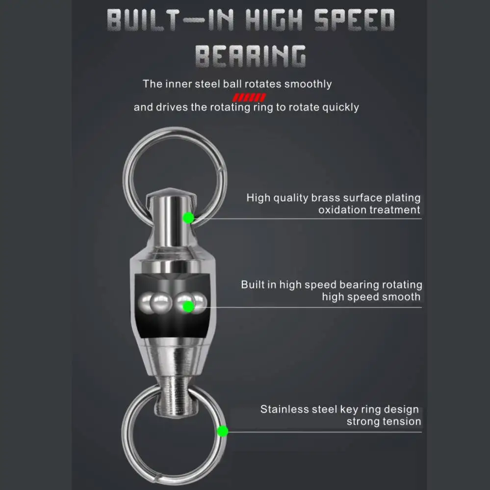 Conector giratorio de pesca de acero inoxidable, rodamiento de barril de gran potencia, giratorio, accesorios de aparejos, 50 Uds. - imagen 2