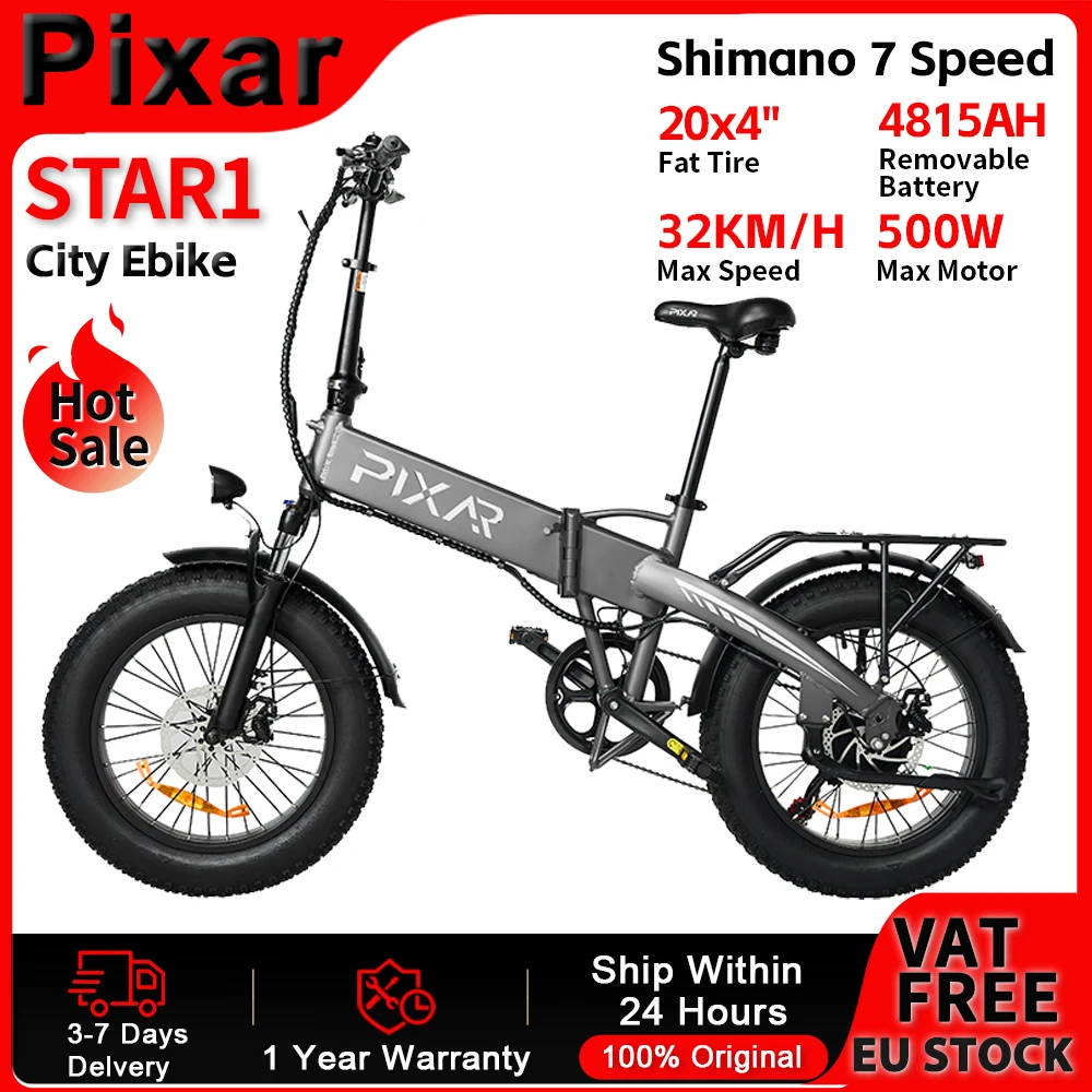 Bicicleta Eléctrica Pixar Star1 – Fat Bike Montaña 20x4, Batería 48V