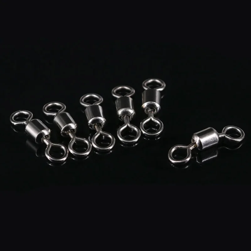 20 unids/lote de giratorios de pesca con rodamiento de bolas giratorio con broches de seguridad anillos sólidos giratorios para accesorios de pesca de carpa herramientas - imagen 2