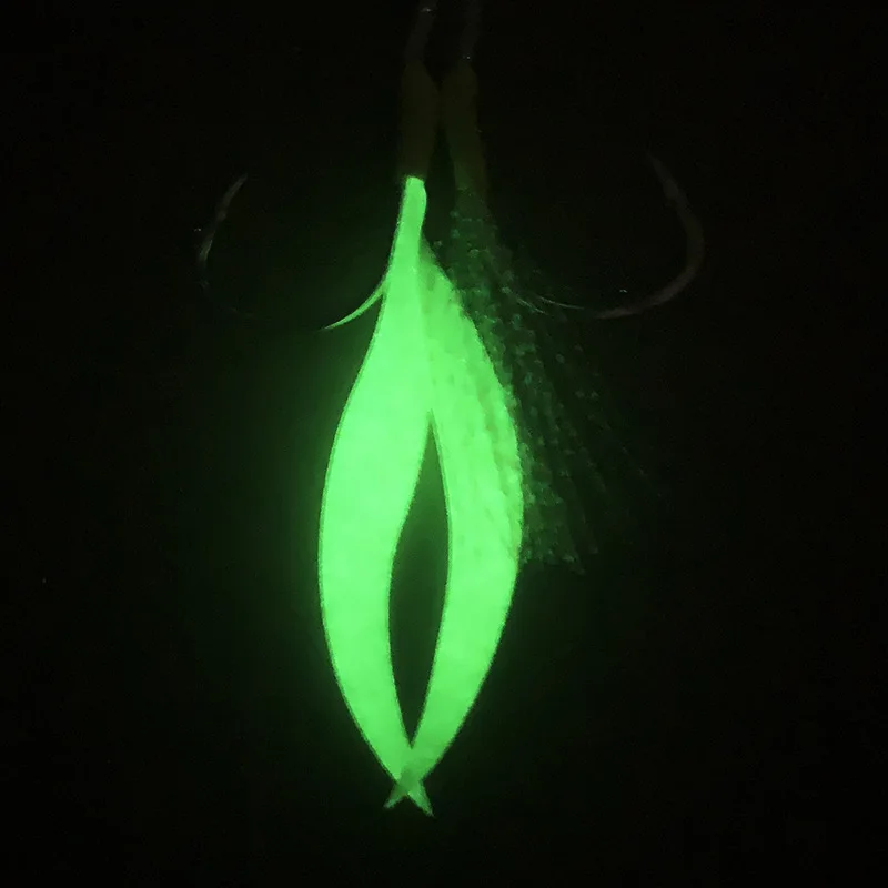 5 pares 10 # 12 # 14 # 16 # 18 # 20 #   Ganchos de señuelo de plantilla de alto carbono, ganchos de asistencia de doble púas, gancho de Jigging lento y rápido para agua salada - imagen 4