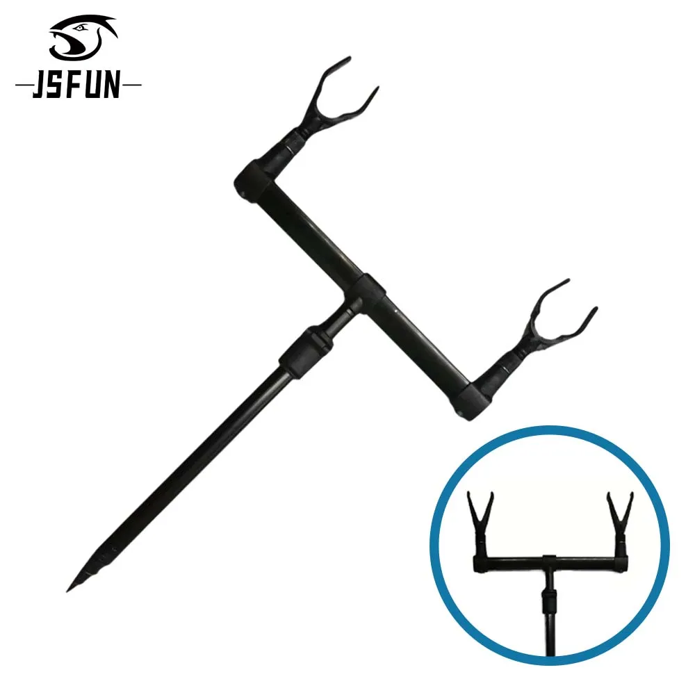 JSFUN 1 Juego de barras de zumbido para pesca de carpa para 2 varillas soporte de caña de pescar de aluminio accesorios de pesca