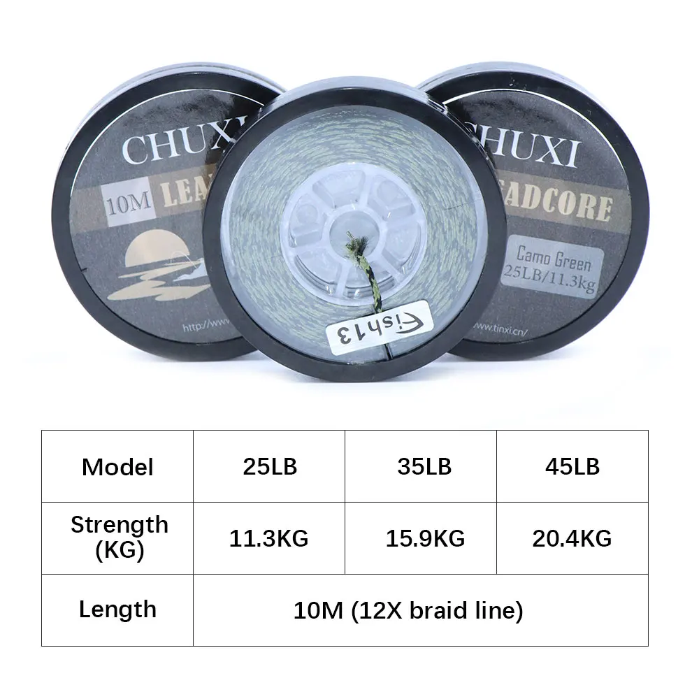 Línea de pesca de carpa de 10m Leadcore Leader Hooklink, línea trenzada de hundimiento de 12 hebras, alambre de aparejo de pelo verde de camuflaje para accesorios de carpa - imagen 2