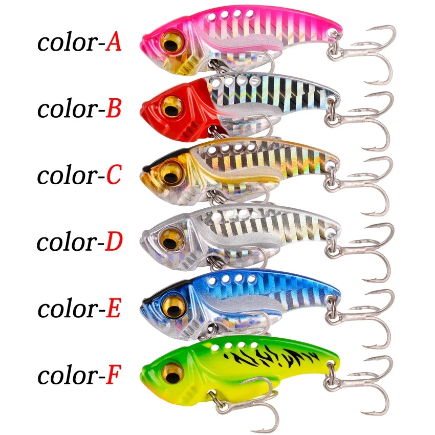 Señuelo de hoja Vib de Metal para invierno, ojos 3D, 7g, 10g, 15g, 20g, cebos de vibración que se hunden, vibración Artificial para pesca de lubina, perca, 1 Uds. - imagen 2