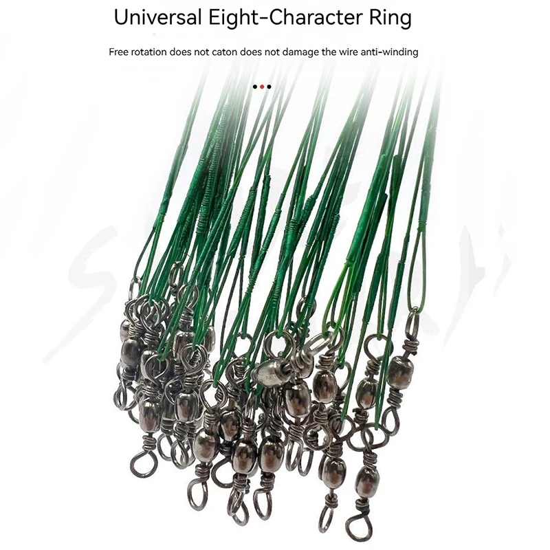 Línea de pesca de acero antimordida, líder de alambre de acero con accesorio de pesca giratorio, correa de núcleo de plomo, alambre de pesca, 25 uds. - imagen 2