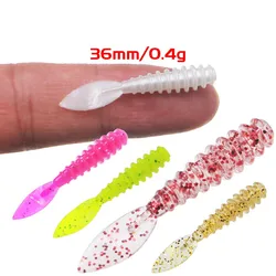 10 uds/50 Uds Señuelos de pesca 36mm/0,4g UV Rockfishing Swimbait Jigging cebos gusano suave agua salada Jig Head señuelo para pesca de lubina