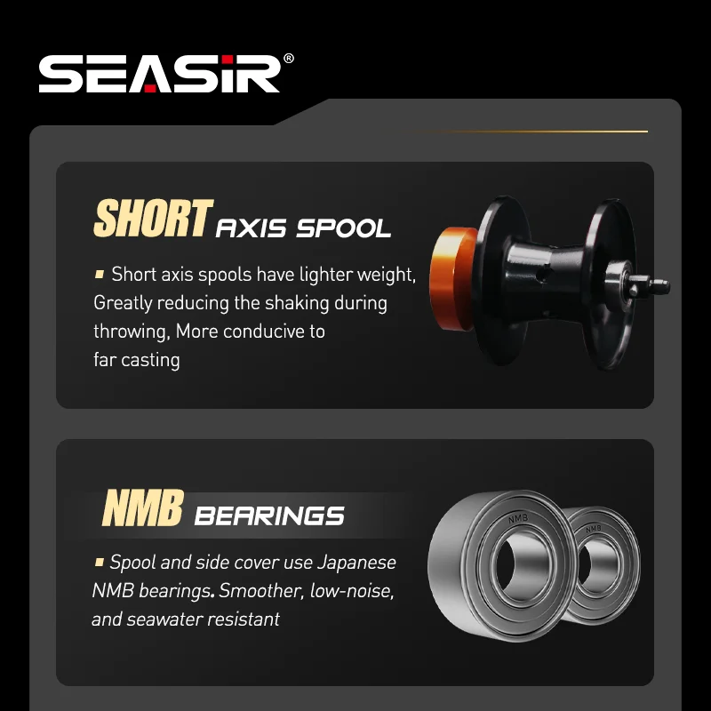 Carrete Baitcasting Seasir Sirius con freno magnético de aluminio CNC - imagen 5