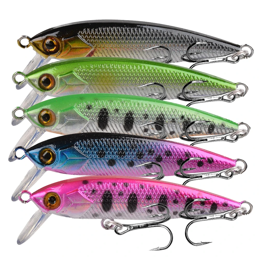 Señuelo de pesca de pececillo que se hunde, cebo duro Artificial de plástico, ojos 3D, Crankbait, Lucio, trucha, aparejos de pesca, 55mm, 3,2g, 1 unidad - imagen 2