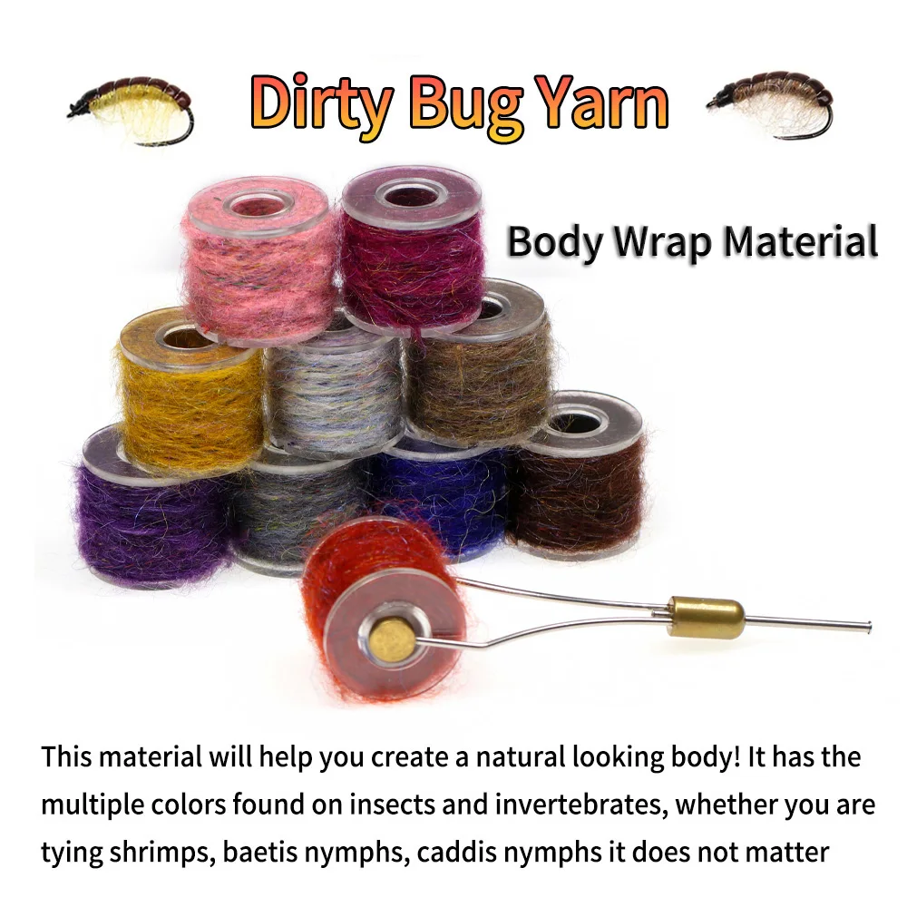 Bimoo hilo de haya de varios colores, hilo de insectos sucios, atado de moscas, cordón de doblaje moteado para camarones, Baetis, Caddis, ninfas, Streamer, Baitfish - imagen 2