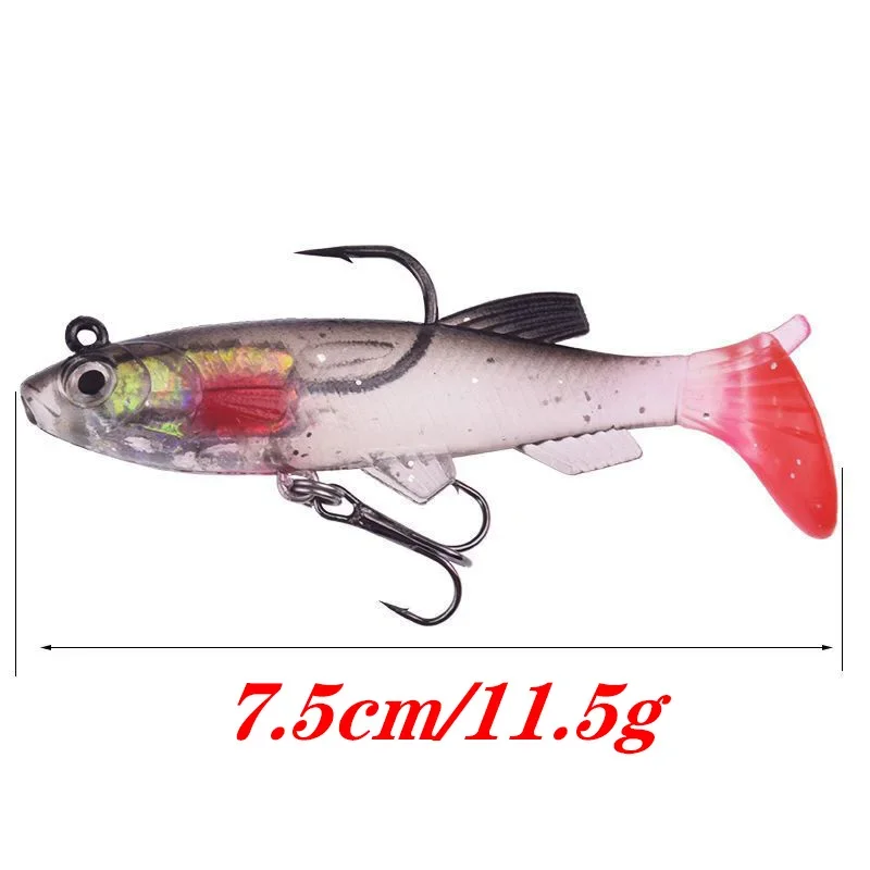 Señuelo de Pesca de silicona, 7,5 cm, 11,5g, plantilla de cebo duro y suave, cuchara Wobblers, cebos de goma artificiales para aparejos de trucha y lubina, 1 ud. - imagen 3