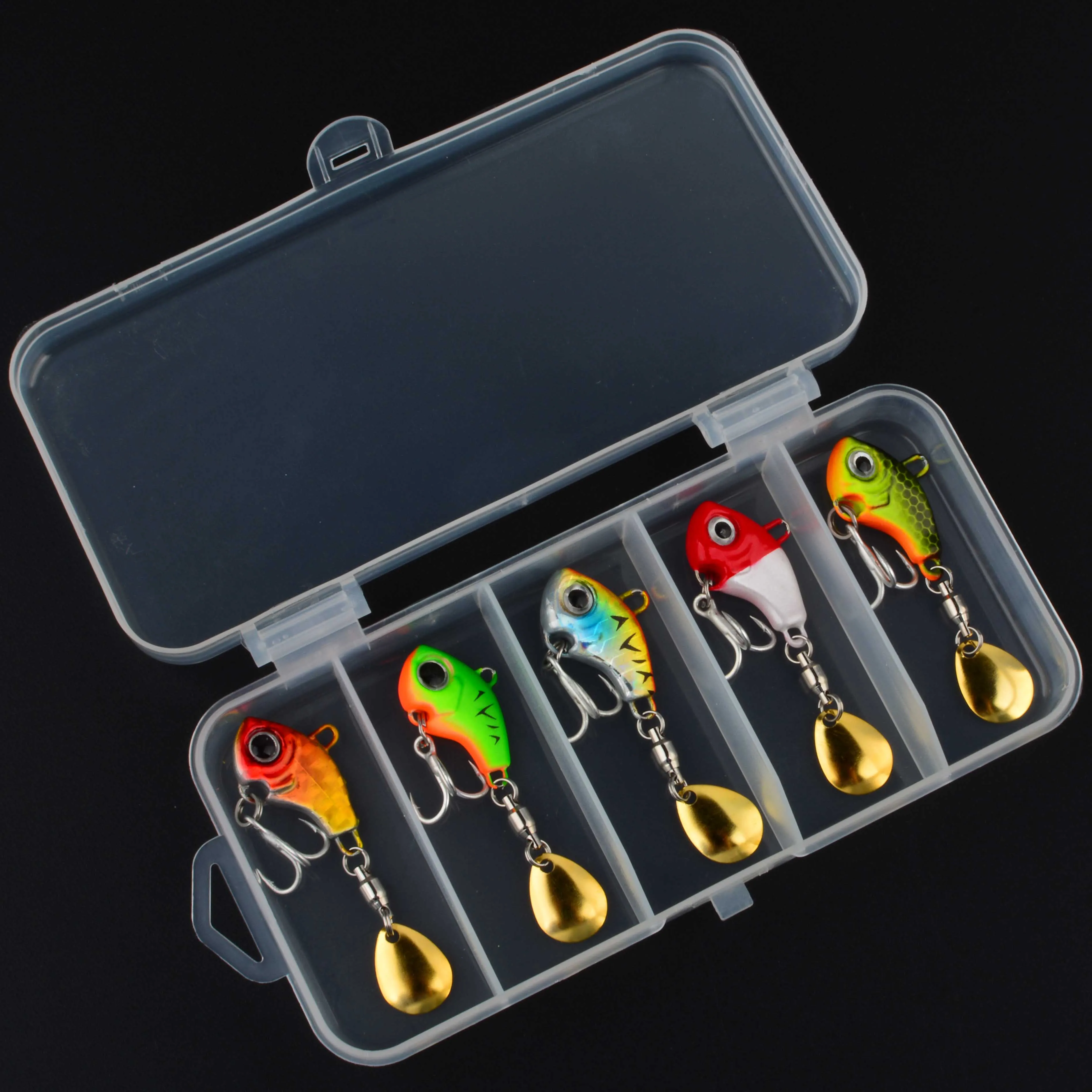 Señuelos de pesca con cuchara giratoria vibratoria, plantillas vibratorias de Metal coloridas con ganchos, cebos duros duraderos para pesca de trucha y invierno, 5 uds. - imagen 3