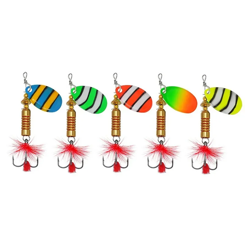 MUKUN-señuelo de pesca con cuchara giratoria, lentejuelas de metal, aleación artificial de 6g, subrotativo con anzuelo triple, cebos Crankbait, 1 Uds. - imagen 2