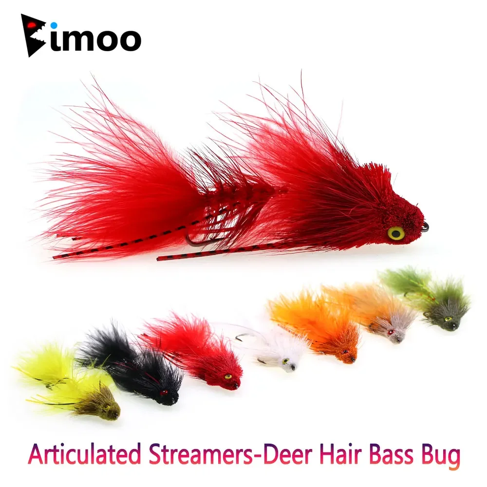 Bimoo, 2 uds., serpentina articulada, mosca, pelo de ciervo, lubina, pez, columna vertebral, juego grande, Lucio de pesca, TMuskie, trucha, Señuelos de Pesca de Mar - imagen 2