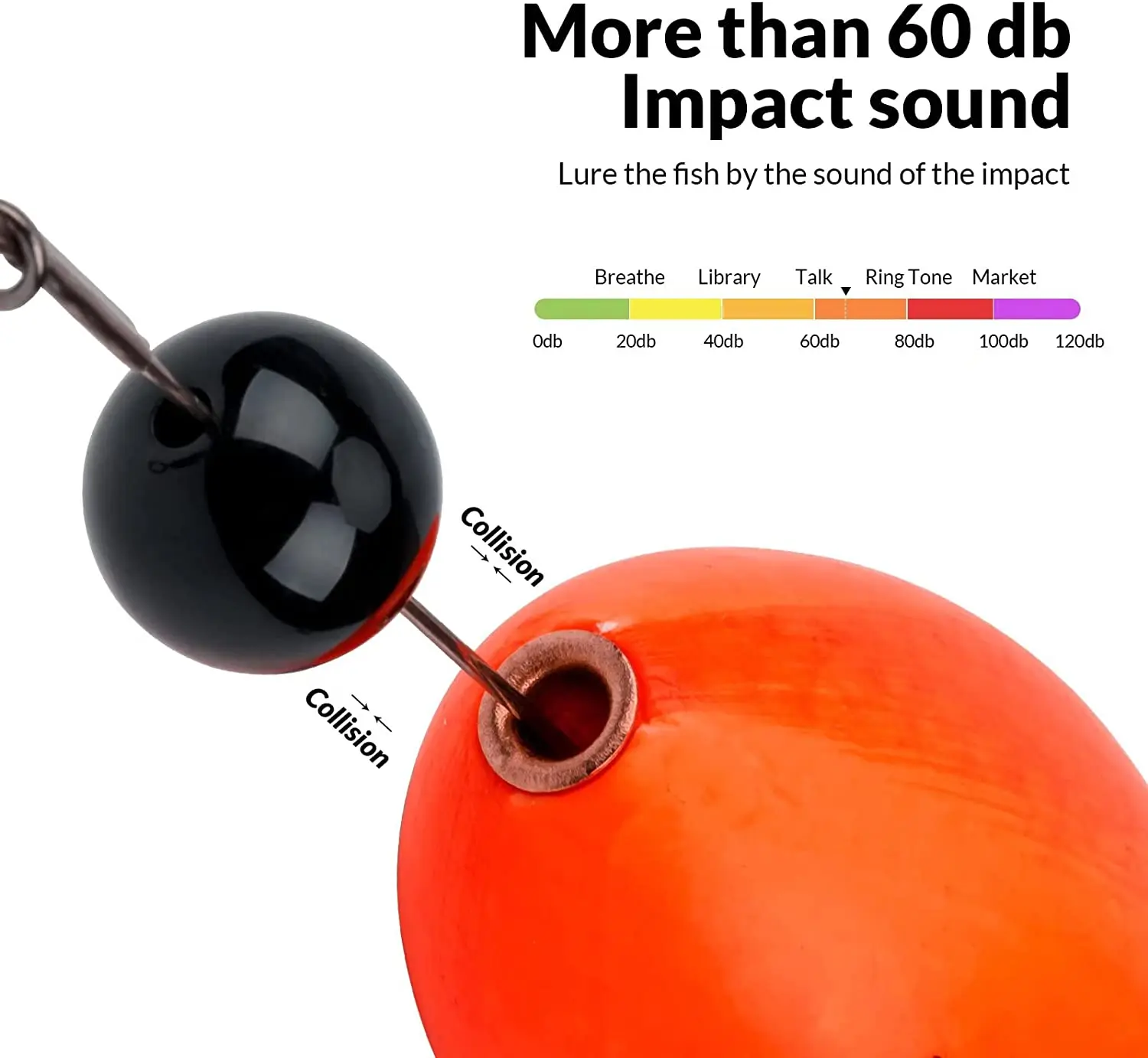 THKFISH, 1 pieza, aparejo de pesca Bobber, flotadores de pesca de corcho Popping, Bobbers deslizantes para bagre, 2,4 pulgadas, 2,7 pulgadas, sonajero flotante ponderado para pesca - imagen 5