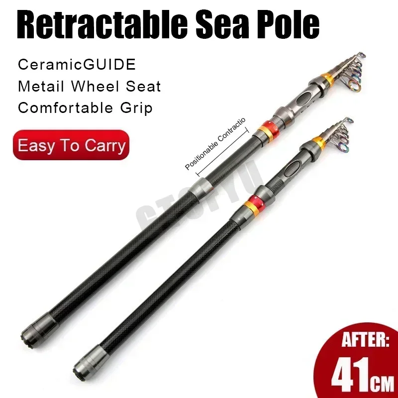 Caña de pescar telescópica, accesorio portátil de carbono, pequeño, bolígrafo giratorio, 1,8 M-3,6 M - imagen 3