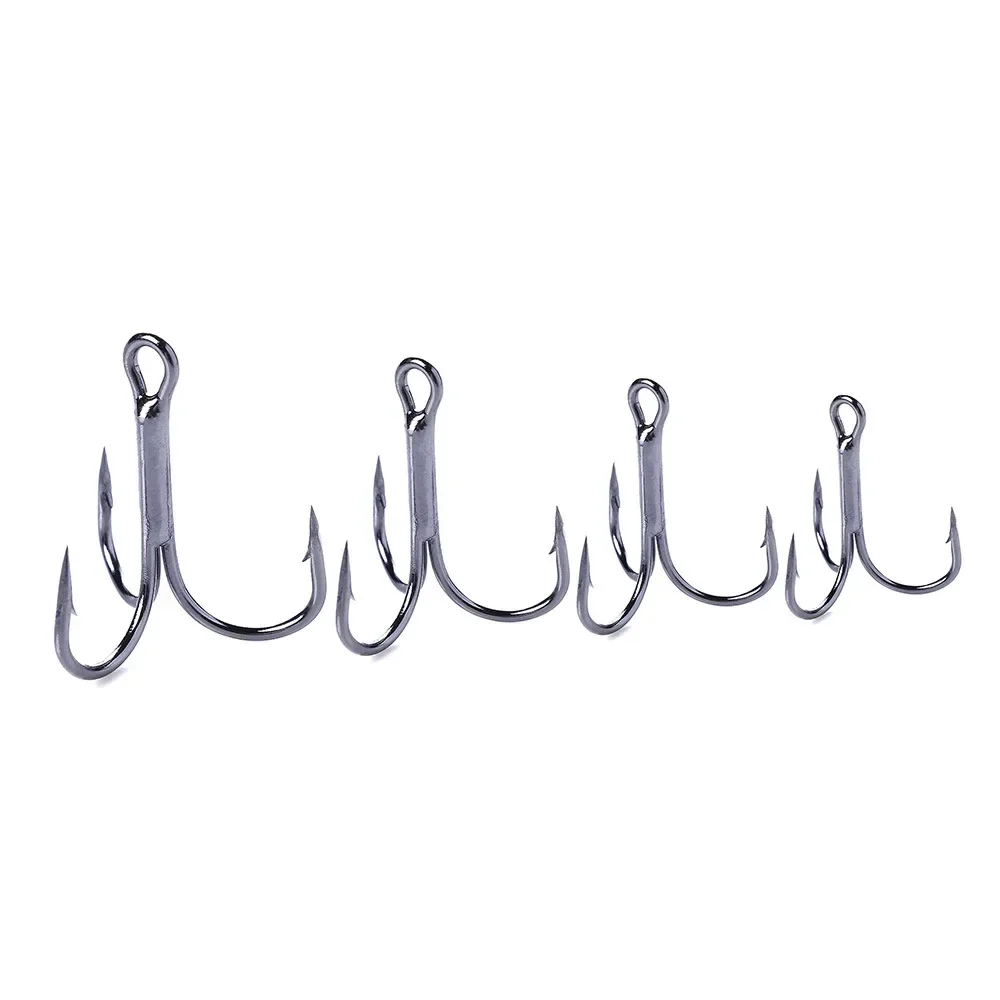Anzuelos de acero con alto contenido de carbono, señuelo de tres garras para pesca en el mar, chapado en plata y negro, púas, 2 #4 #6 #8 #10 # - imagen 5
