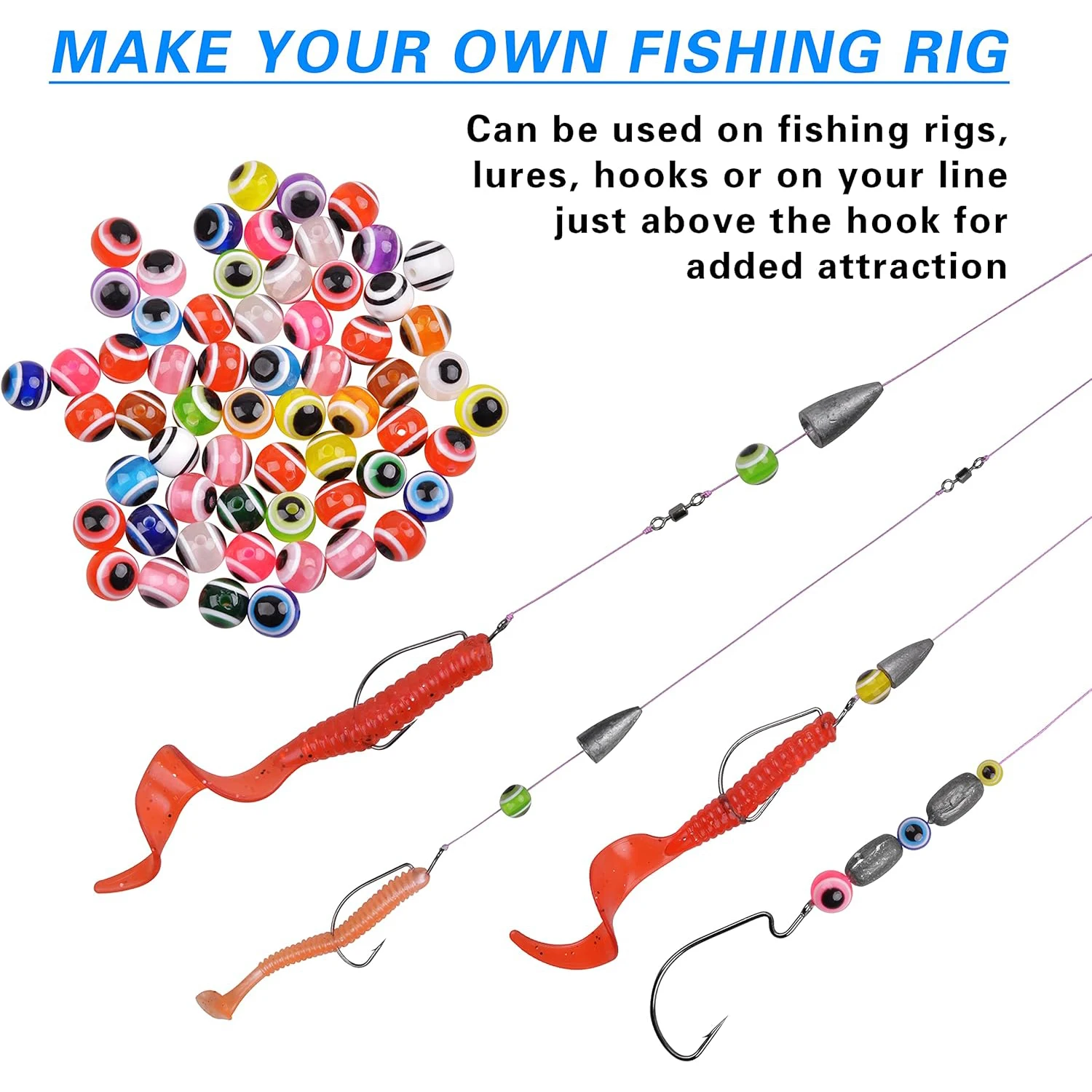 9KM 50 Uds cuentas espaciadoras transparentes redondas 3D cuentas de ojo de pesca acrílicas para fabricación de joyería DIY pulsera collar señuelo accesorios de pesca - imagen 5