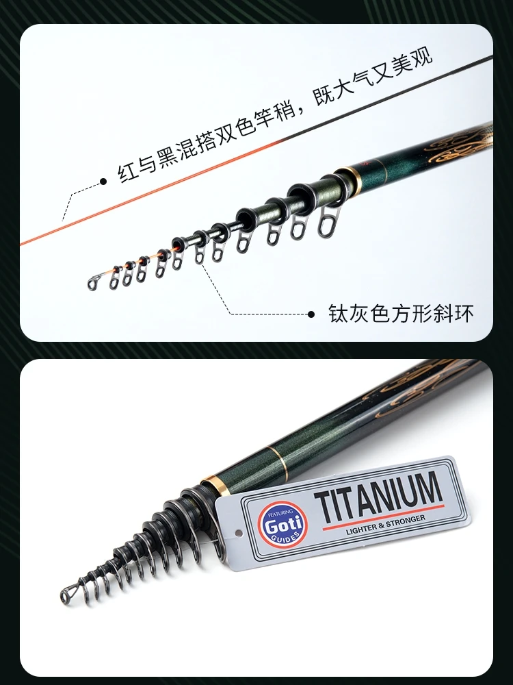 KUNPLE-caña de pescar telescópica ultraligera, caña giratoria de 5m, 500, 0/0, 5/1, 0/1, 25/1, 5/1 - imagen 2