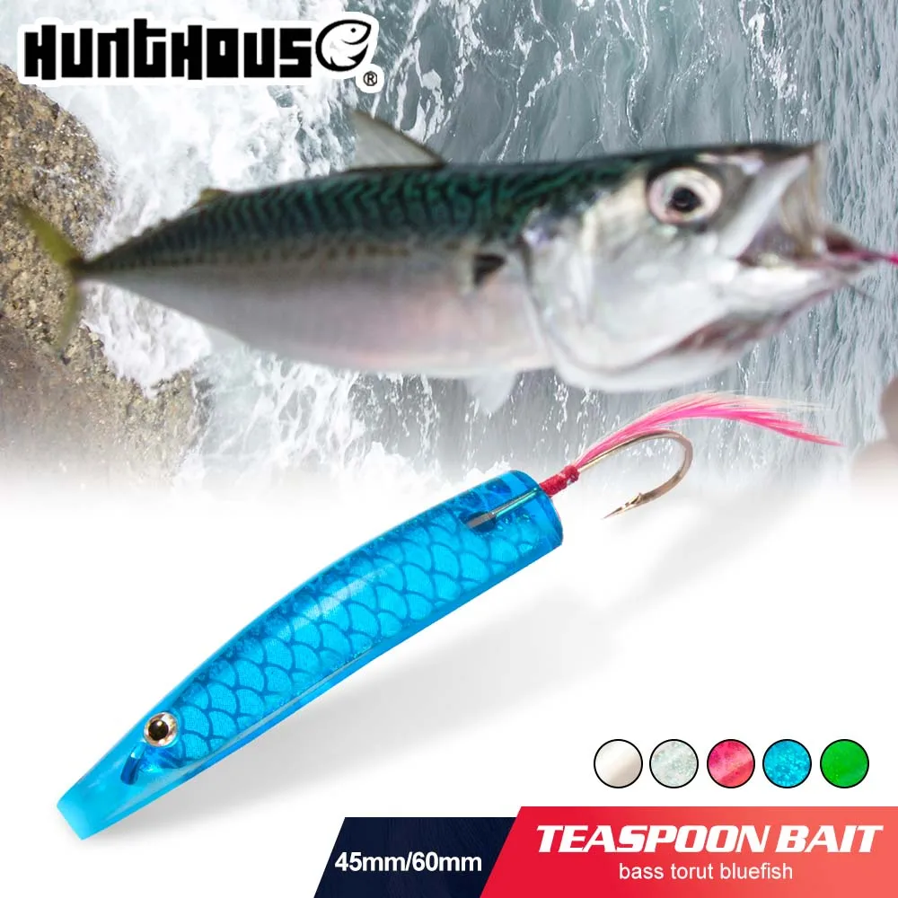Hunthouse-señuelo duro de pesca de plástico, 45mm/60mm, cuchara flotante YUMIZUNO, cebo para pesca de curricán, SURF giratorio para Lucio, sardina