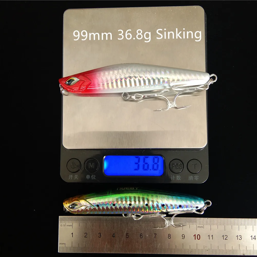 Señuelo de Pesca de 3 piezas, 99mm, 36g, aparejos de Pesca de lubina, accesorios de Pesca de carpa, cebo de agua salada Artificial - imagen 2
