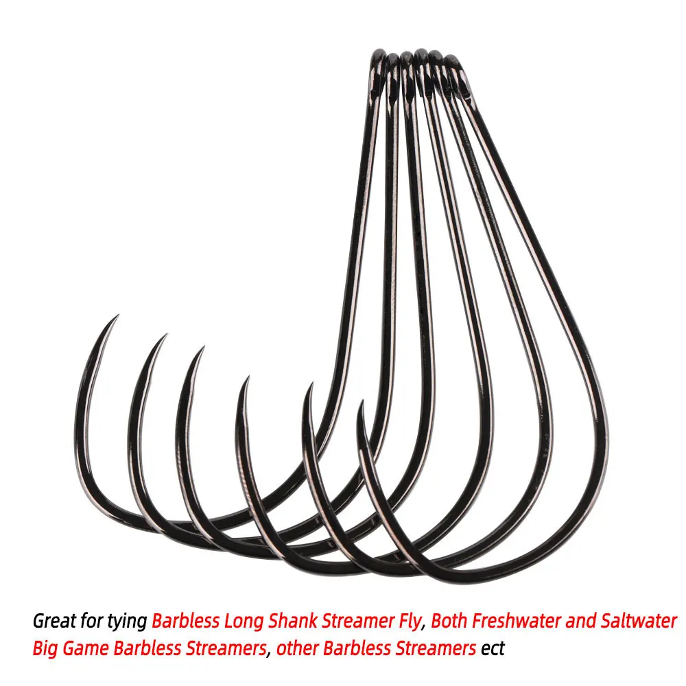 20 piezas de acero rico en carbono sin púas, vástago largo, serpentina grande, anzuelo para atado de moscas para Señuelos de Pesca de agua salada, juego grande, serpentinas de cebo - imagen 5