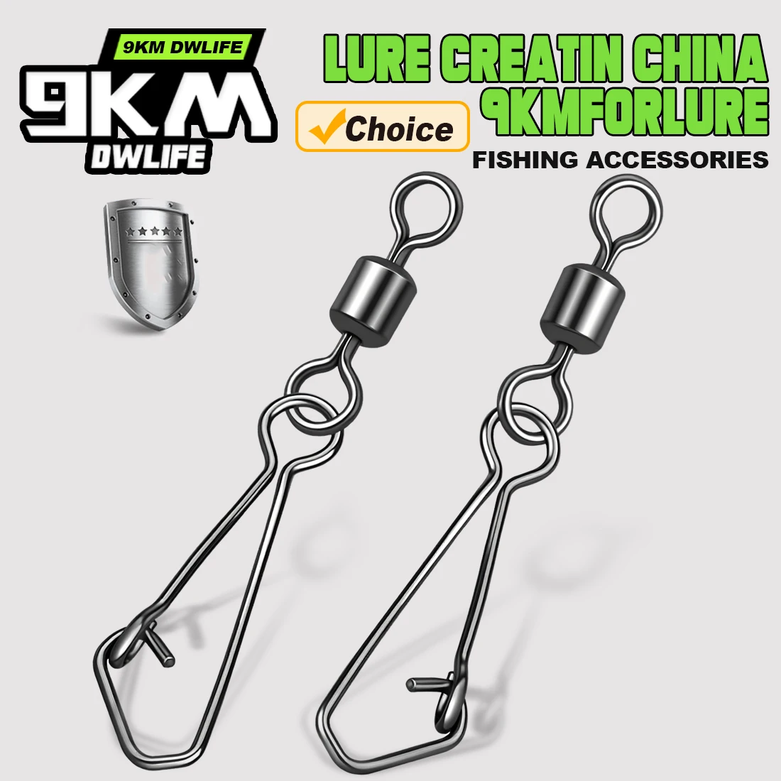 9KM 25 uds. Giratorios de pesca giratorios de cambio rápido con Clip cierre de ojo para agua salada y agua dulce