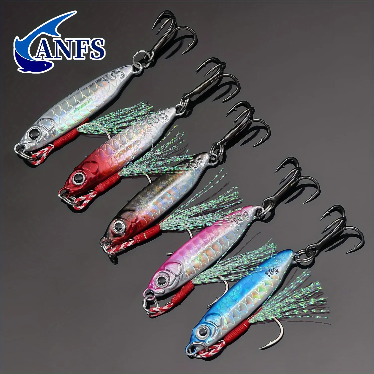 ANFS-gabarito de Metal de fundición larga con ganchos dobles, cebo falso VIB para agua dulce y salada, increíble señuelo de pesca, regalos para hombres, 5 uds. - imagen 2