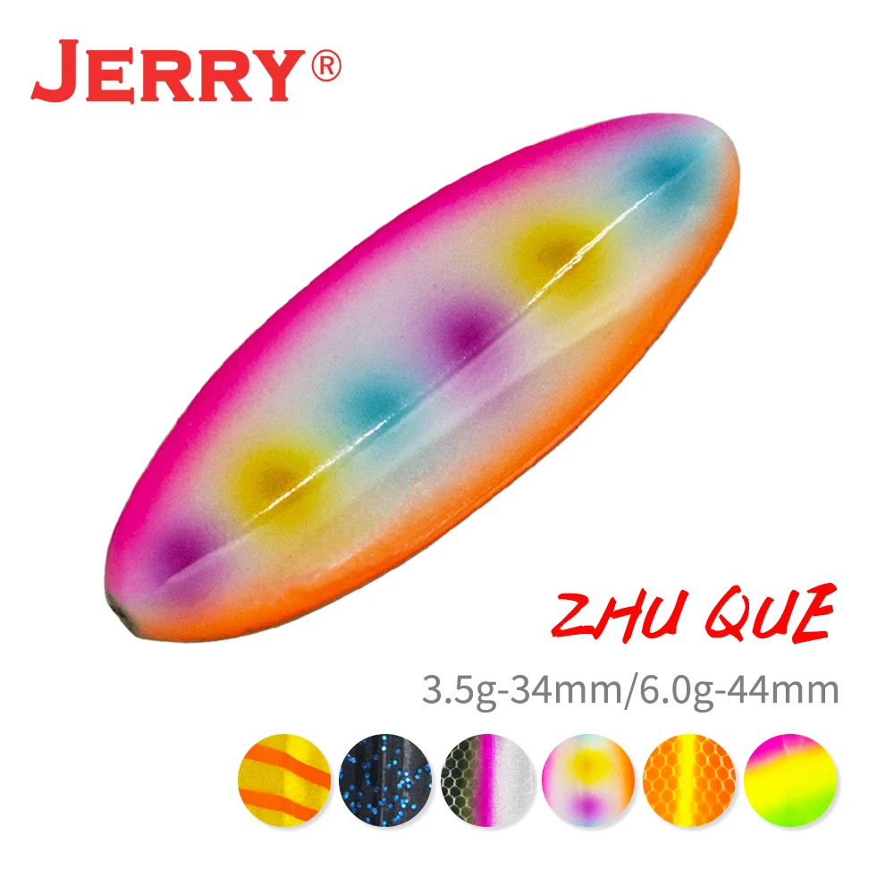 Jerry Zhu Que 3,5g/6g cuchara en línea brillo UV colores área trucha Señuelos de pesca oscilante lento - imagen 2