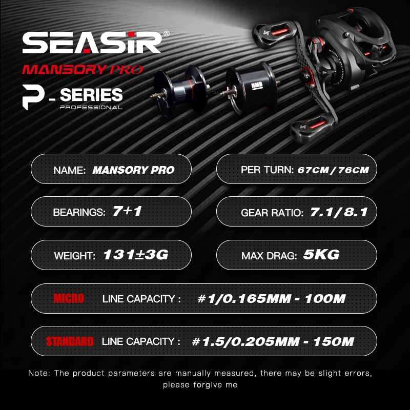 Seasir Mansory Pro 131G – Carrete baitcasting fibra carbono 7+1BB 5kg - imagen 2
