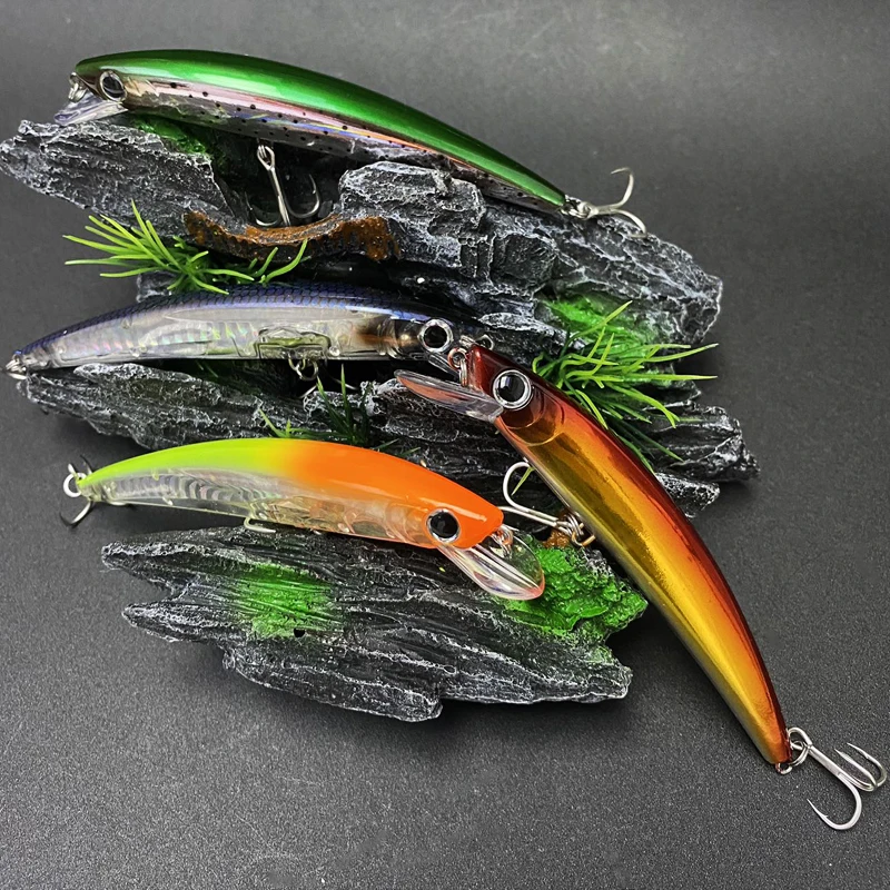 Señuelos de Pesca flotantes de pececillo, 110mm, 14g, Trolling, Twitch, Wobbler, cebo duro Artificial, trucha de agua de mar, Jerkbait, Crankbaits - imagen 3