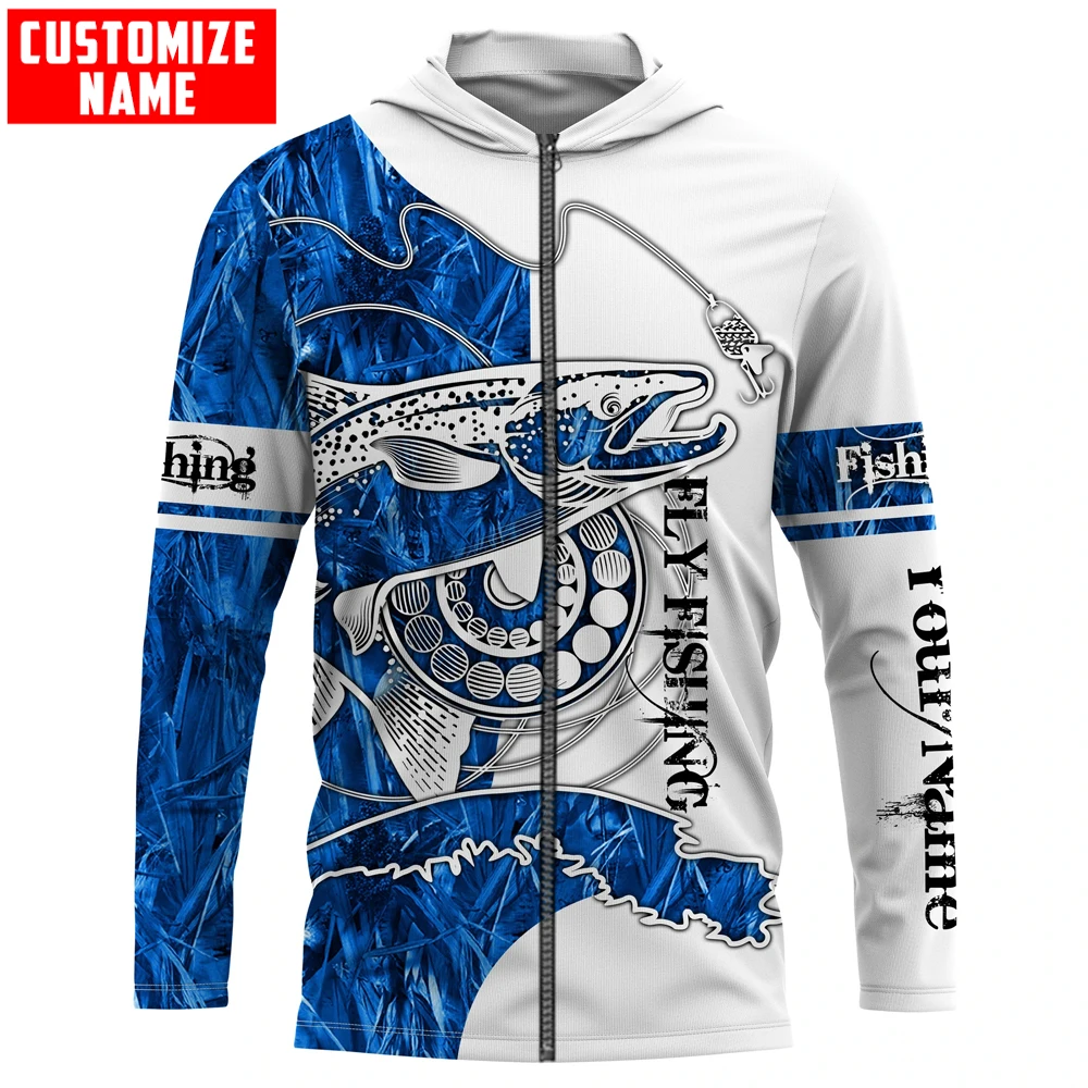 Sudadera pesca con mosca 3D – capucha cremallera nombre personalizado - imagen 3