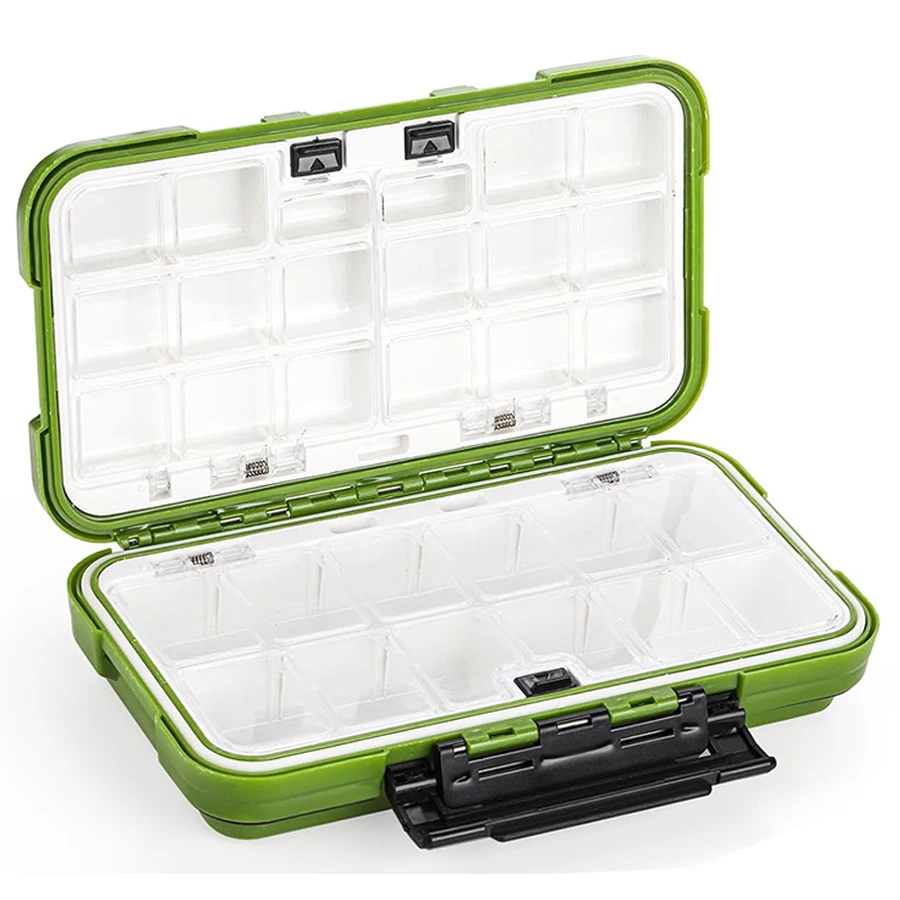 Caja de aparejos pequeña, cajas de señuelos de pesca impermeables, caja de almacenamiento de 1 pieza, contenedores de accesorios de plástico para cebo