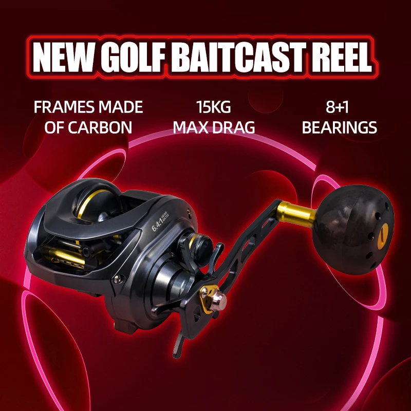 ZYZ carrete de fundición larga, relación de velocidad 6,4: 1, arrastre máximo 15KG, cuerpo de fibra de carbono ultraligero de alta resistencia, rueda de Baitcast para pesca en el mar - imagen 4