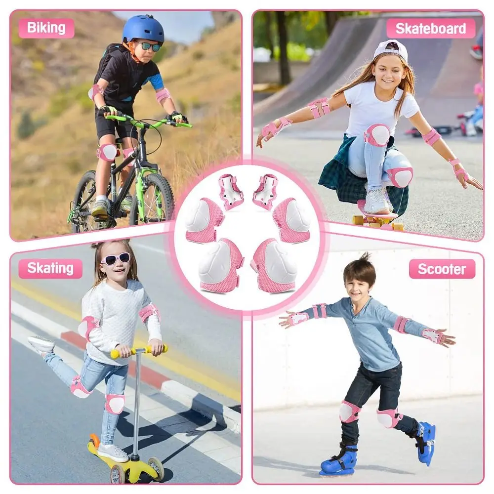 6 unids/set para 3-14 años conjunto de equipo de protección Material mejorado correa ajustable rodilleras de patinaje protectores de muñeca - imagen 5