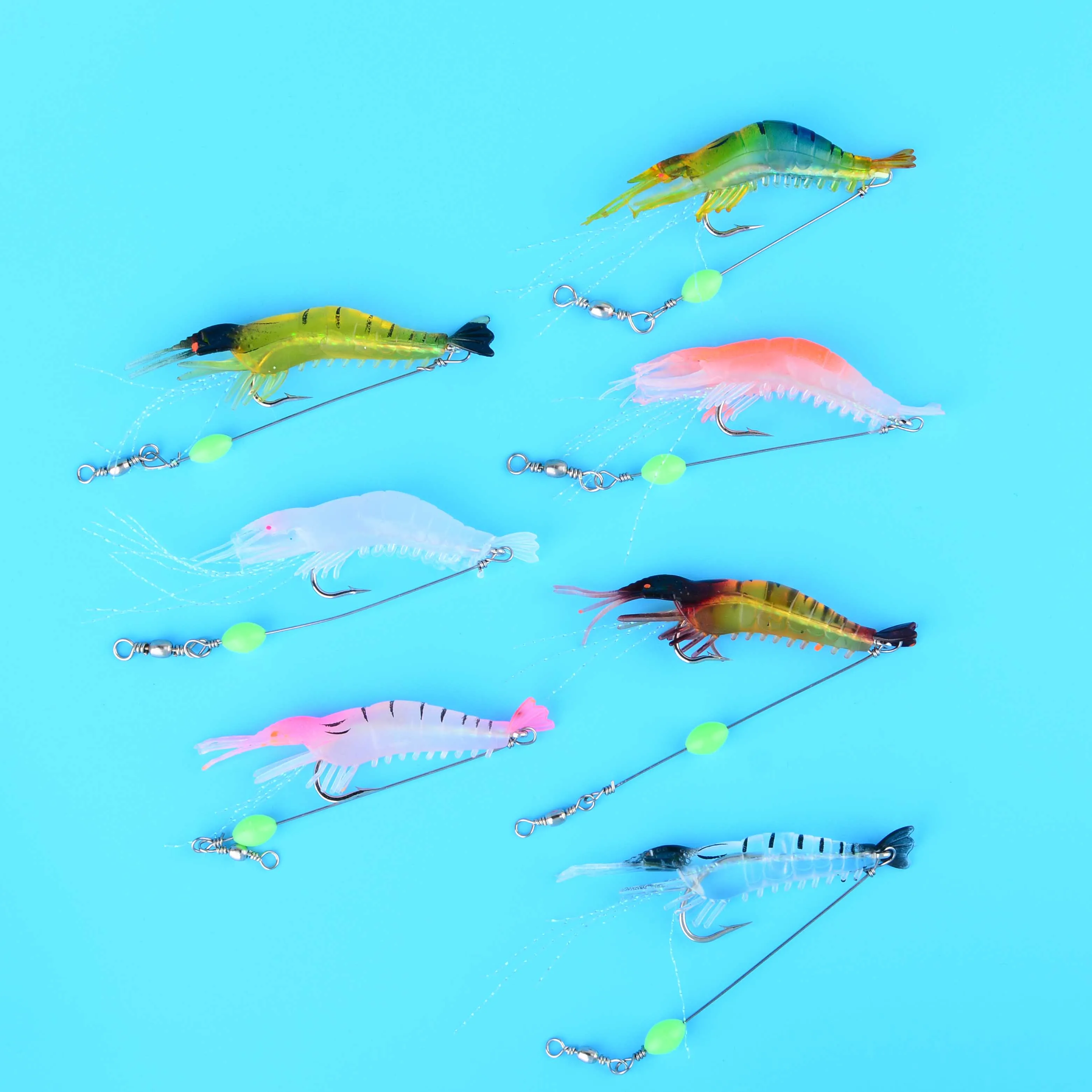 Señuelos de Gamba Noctilucentes – Jig Head en Vinilo para Pesca