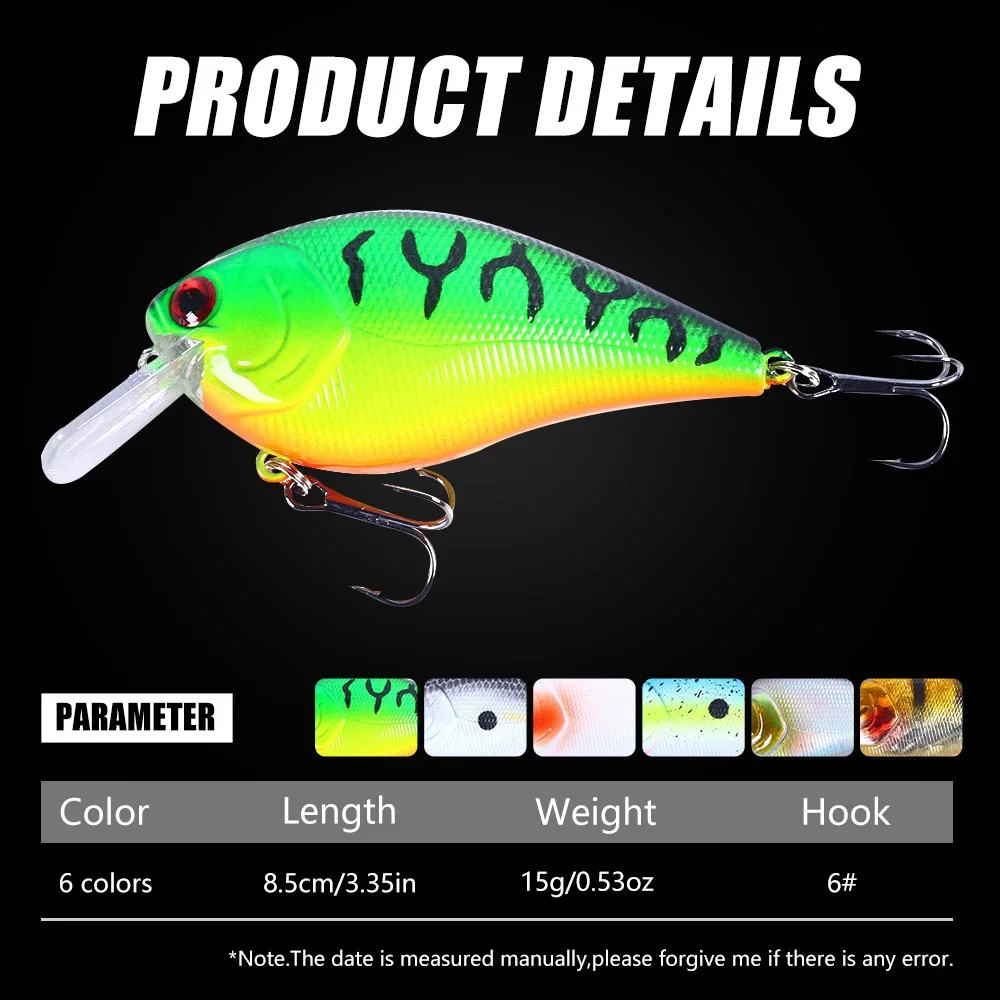 1 Uds 8,5 cm 15g sonajero de buceo poco profundo Crankbait Wobbler Artificial para Lucio cebo duro señuelo de pesca aparejos 6 colores - imagen 3