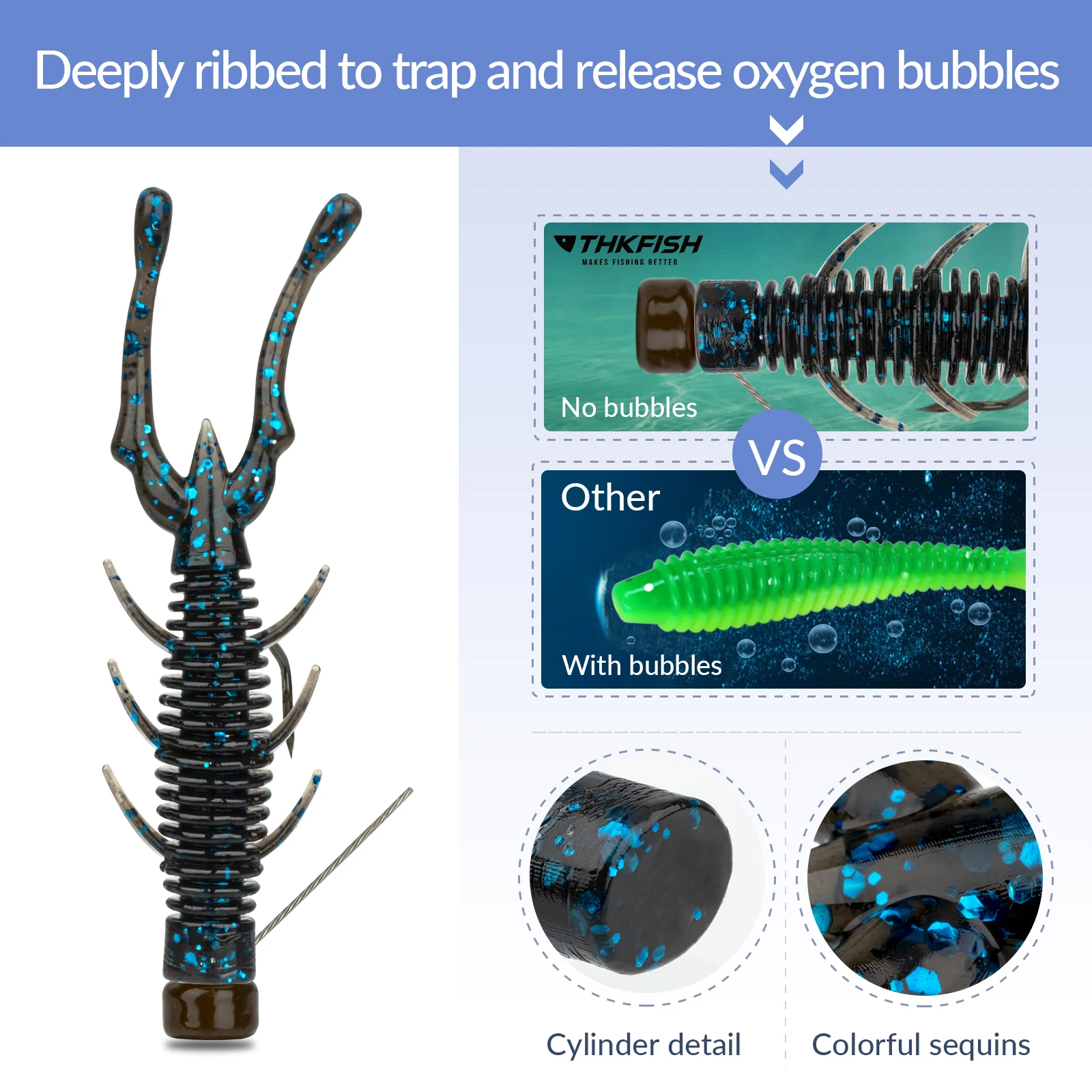 THKFISH 20 piezas Señuelos de camarones Ned 75mm Wobblers cebos de pesca blandos TPR flotante Swimbait para Ned Rig Drop Shot Rigs cebo Artificial - imagen 3