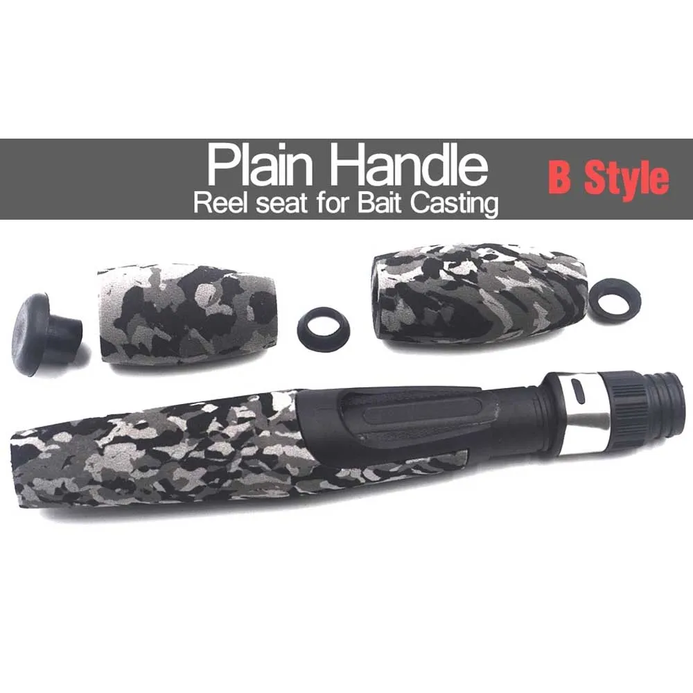 MNFT 1 Juego de mango de caña de pescar fundido y giratorio de cebo de agarre dividido EVA de camuflaje agarre trasero con asiento de carrete para construcción de varillas - imagen 2