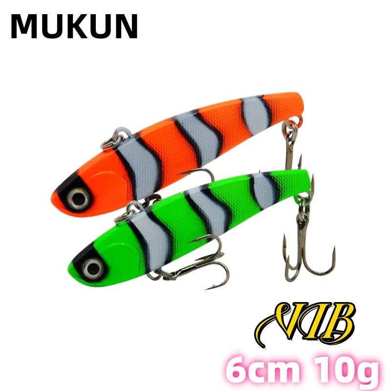 MUKUN-señuelo de pesca con vibración que se hunde, 6CM, 10G, cebo duro Artificial VIB, pesca en hielo en invierno, Lucio, aparejos de cebo Isca Pech