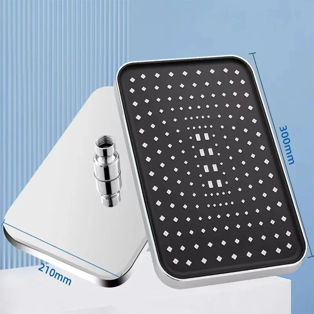 Ducha cuadrada 360 ° Rotación nueva cabezal de ducha de refuerzo súper fuerte superior de alta presión de 14 pulgadas negro plata pistola gris - imagen 4