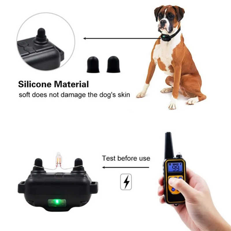 Collar de entrenamiento eléctrico para perros de 800m, resistente al agua, con Control remoto para mascotas, Collar de entrenamiento recargable para perros con sonido de vibración y choque - imagen 2