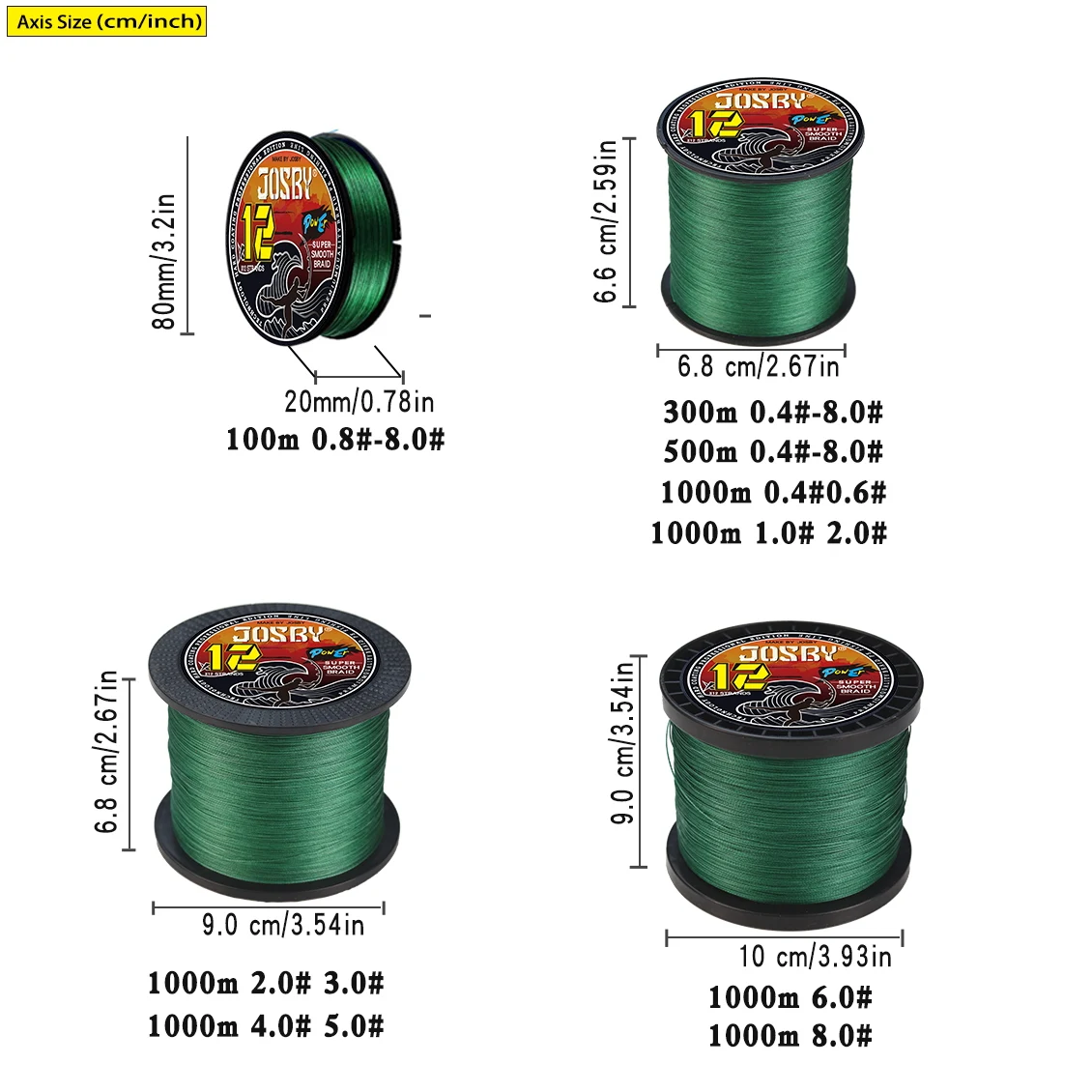 Línea de pesca trenzada JOSBY X12, 1000M, 500M, 300M, 12 hebras, multifilamento multicolor, línea de PE de agua salada 33 42 55 65 90 100 120LB - imagen 5
