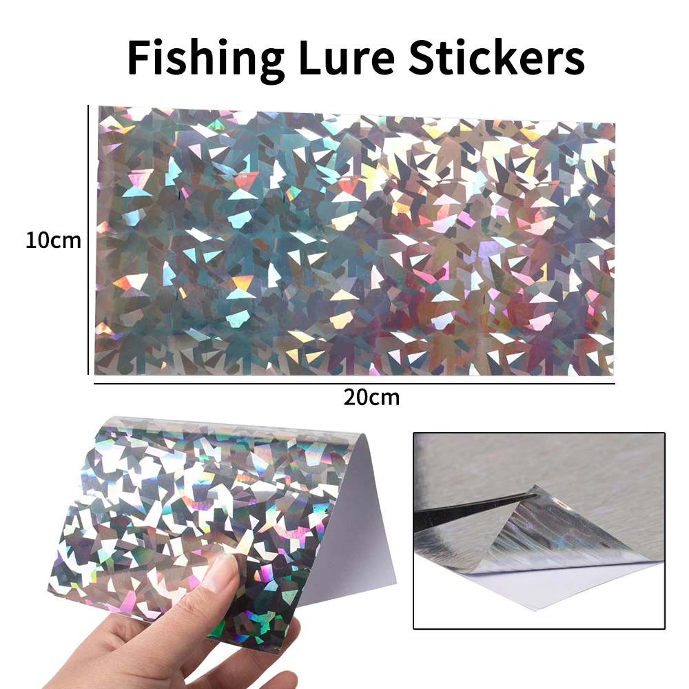 Linoriver-película adhesiva holográfica de 10 piezas, pegatina de señuelo de pesca, hoja de Flash, Material duro de fabricación de piel, 10x10/10x20cm - imagen 3