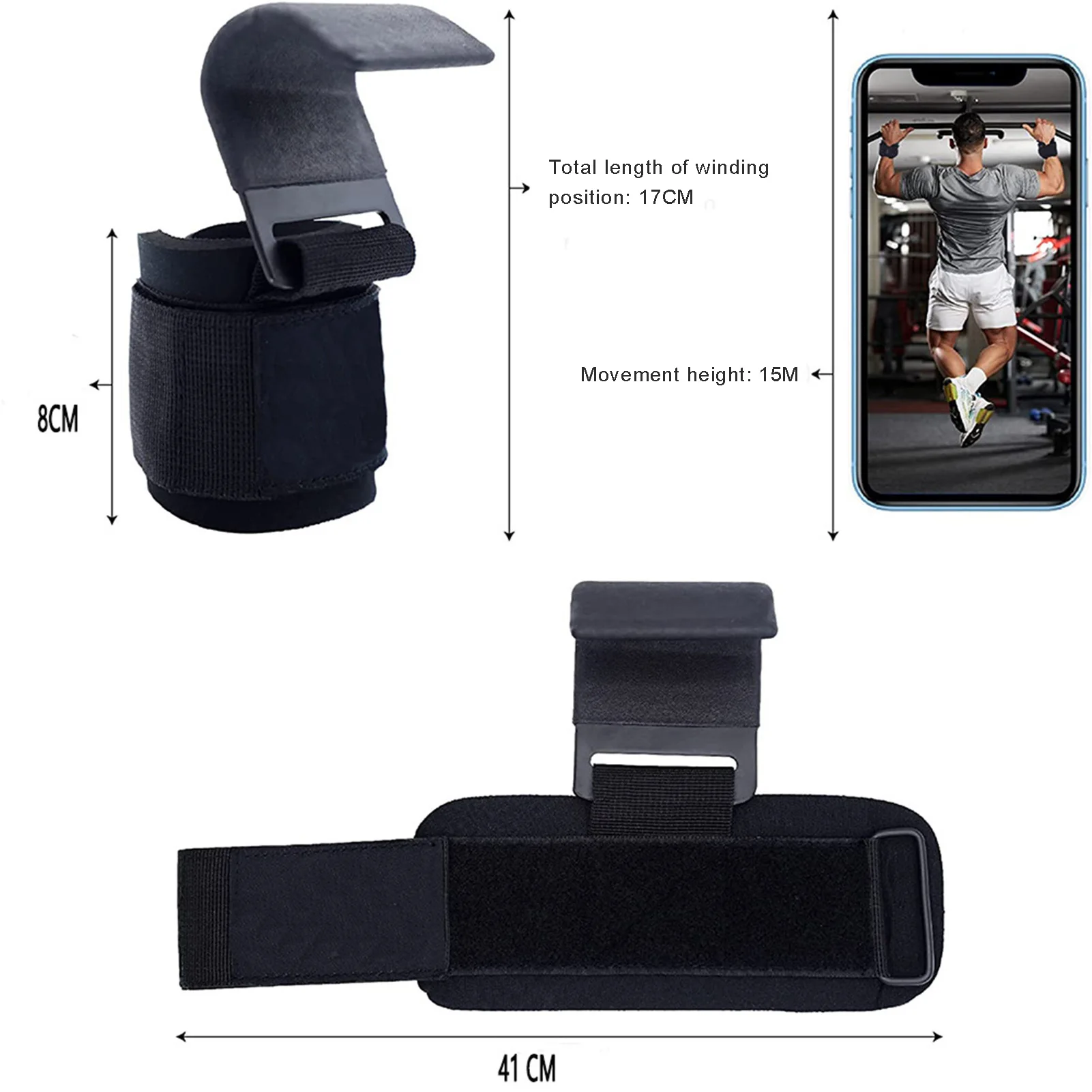 Ganchos de envoltura de muñeca de aro de pulgar, envoltura de muñeca de ensanchamiento con gancho para soporte de muñeca y - imagen 5