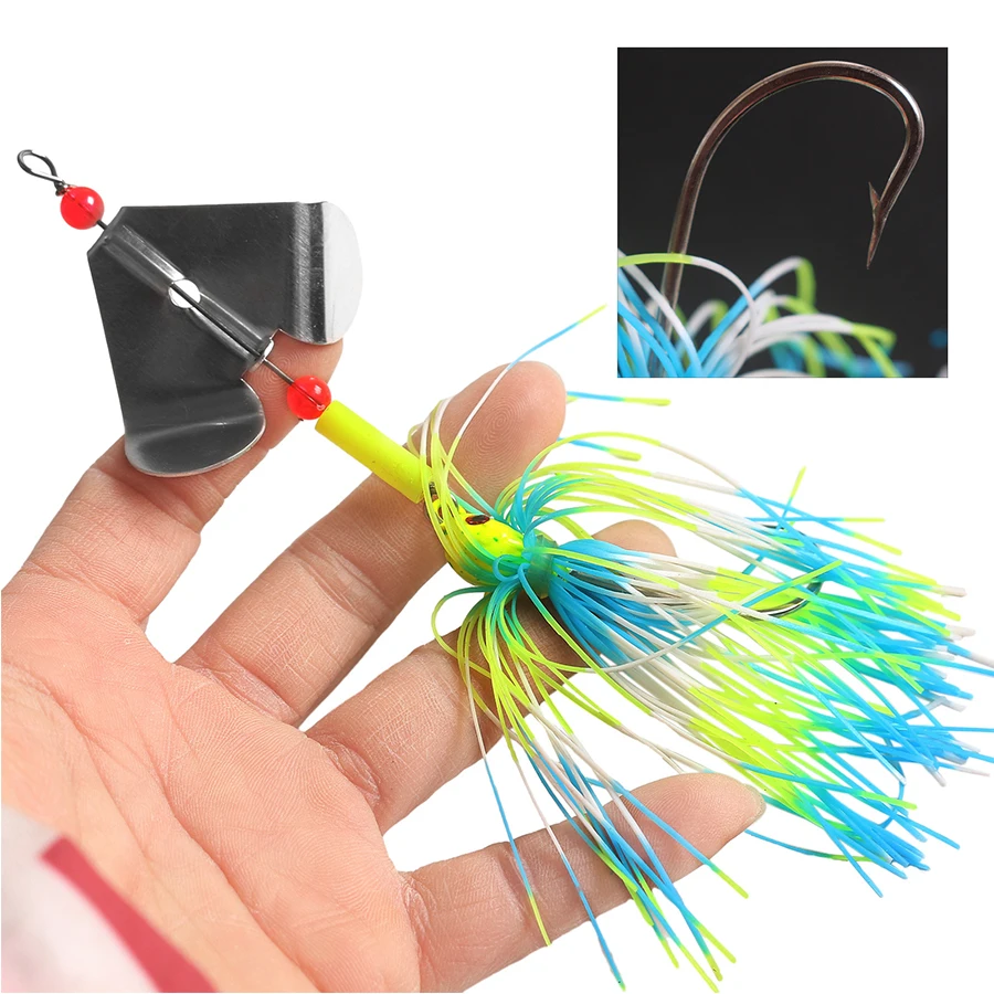 4 Uds hoja de sauce que se hunde cebos artificiales Spinnerbait para Lucio cara barbuda Kit de cebo duro giratorio lentejuelas juego de Señuelos de Pesca - imagen 4