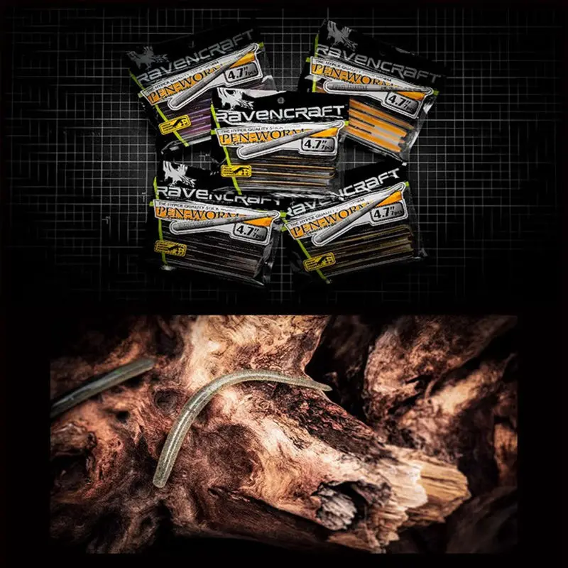 7/8 Uds Ravencraft pluma gusano sin plomo gusano loco 105mm/120mm hundimiento lento cebos de silicona suave trucha señuelo de Pesca Artificial Pesca - imagen 5