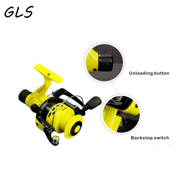 Carrete de pesca CTR2000-7000 5,5:1, carrete giratorio basculante con brazo plegable, carrete de arrastre trasero, ruedas giratorias, carrete giratorio de agua salada - imagen 4