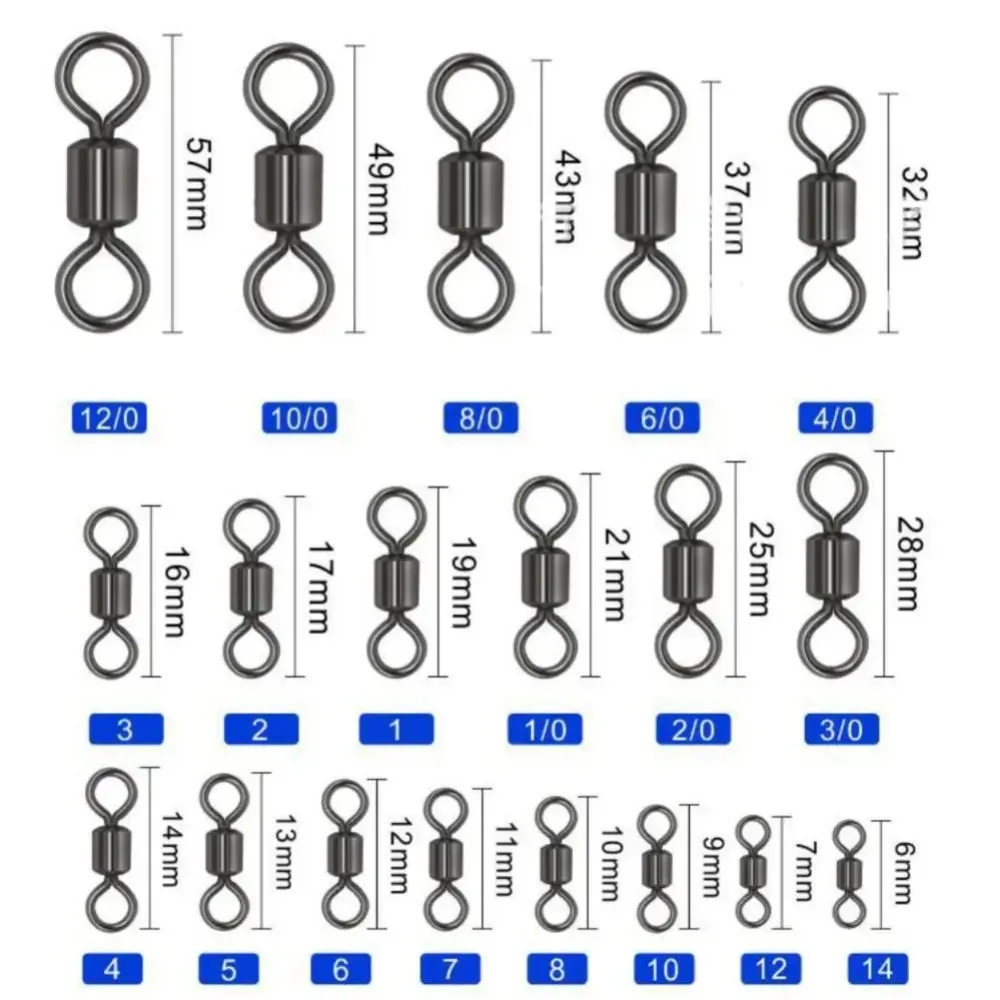 50 Uds. Conector de pesca giratorios, conector de pesca giratorio fuerte, conector de acero inoxidable, rodamiento de barril de anillo sólido - imagen 3