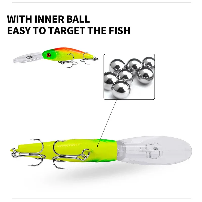 Señuelo de Pesca Minnow, Wobblers hundidos, Swimbait, cebo duro Artificial, 10cm, 9,5g, Crankbait para carpa, lubina, aparejos de Pesca, 1 ud. - imagen 4